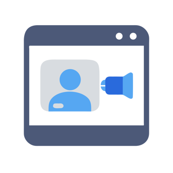 Blue person icon with camera on dark screen isolated on a transparent background png