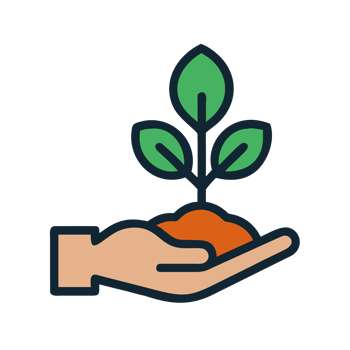 Hand holding green sprout with soil isolated on a transparent background plant png