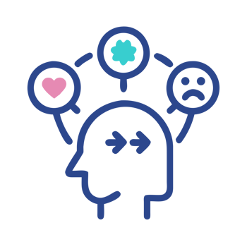Head with emotions and arrows isolated on a transparent background thoughts feelings png