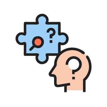 Human head puzzle piece question mark isolated on a transparent background thinking png