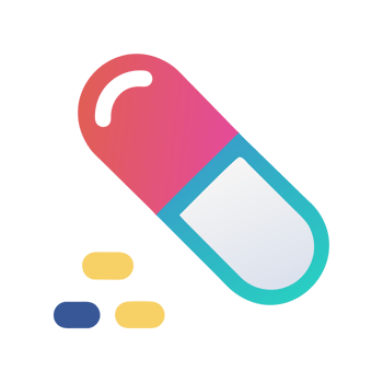 Pink blue white capsule and small pills isolated on a transparent background medicine png