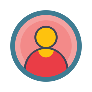 Person icon with colorful concentric circles isolated on a transparent background png