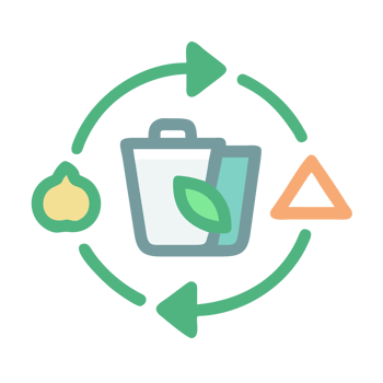 Recycling symbol with trash can and leaf isolated on a transparent background compost png