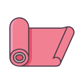 Rolled pink yoga mat with grey accents isolated on a transparent background exercise png