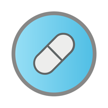 White capsule on blue circle isolated on a transparent background pill medicine png