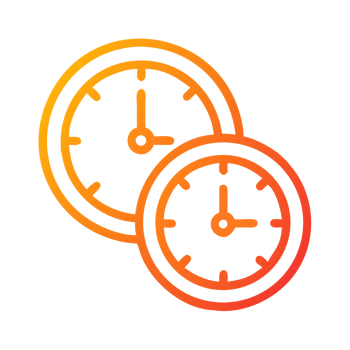 Two clocks orange gradient isolated on a transparent background time zone png