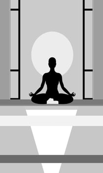 silhouette of a man sitting in a meditation pose vector