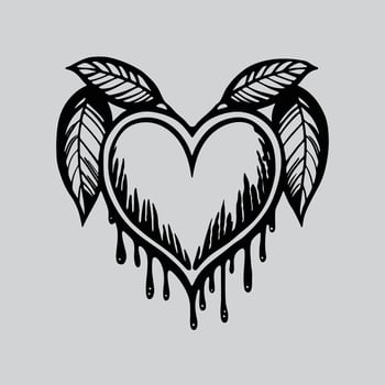 Sweet Heart Fruit Black Ink Art vector