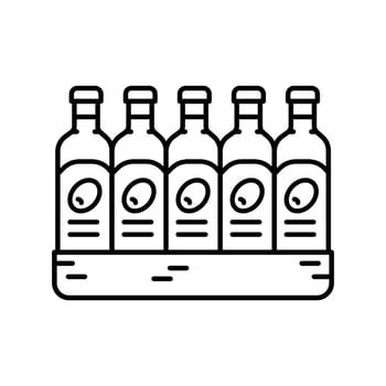 olive oil bottles black line icon. vector