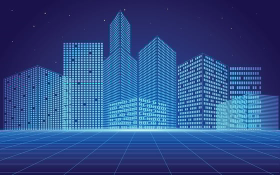 Neon city skyline illustration vector
