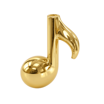 Golden musical note shimmering brightly against a transparent space, a symbol of auditory delight png