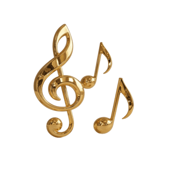 Elegant golden musical notes floating on a stark and contrasting canvas of simplicity png