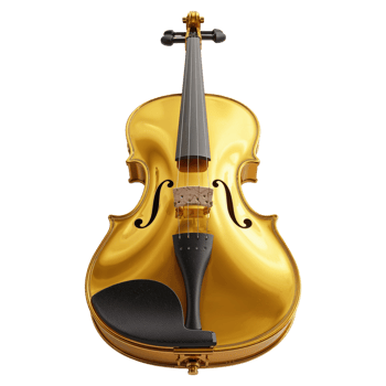 Gleaming Golden Violin Isolated on Transparent Canvas Symbolizing Musical Elegance png