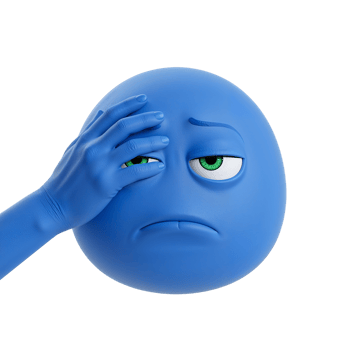 Figurative melancholic blue character contemplating existence with isolated transparency png