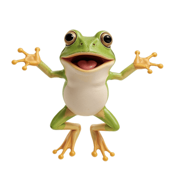 A vibrant green frog figurine showcasing its joyous disposition on isolated setting png