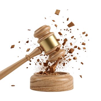 Judicial Decision Impact with Debris on an Isolated Transparent Background png