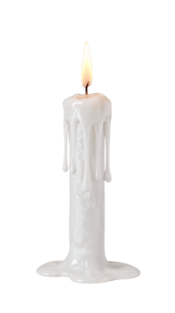 Elegant white candle with flowing wax on a clean transparent setting offers warmth png