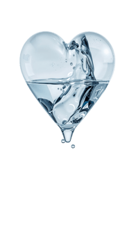 Heart-shaped vessel filled with splashing clear liquid on a minimalist backdrop showcasing purity png
