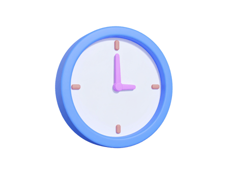 Cute 3D pastel wall clock illustration on transparent background png