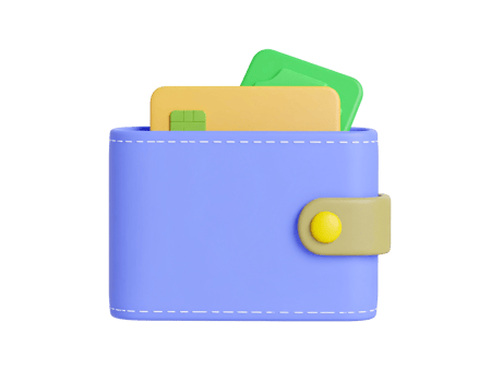 Cartoon style wallet with money on transparent background png