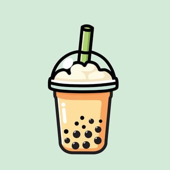 Illustration Graphic Cartoon of a Boba Drink, Featuring Tapioca Pearls and Creamy Texture vector
