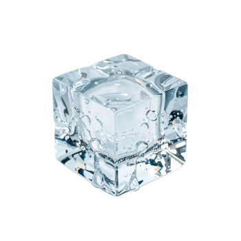 Frozen water cube showcasing its crystalline structure against a plain backdrop png