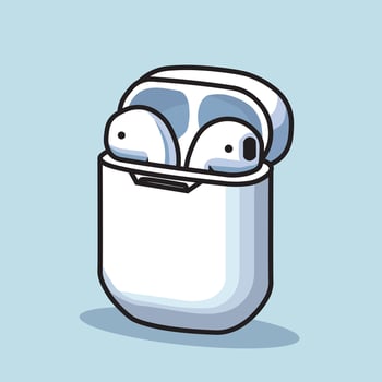 Illustration Graphic Cartoon of an AirPods, Wireless Earphone Technology Icon vector