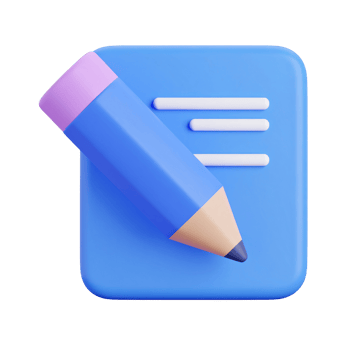 3D notepad icon with pencil illustration on transparent background png