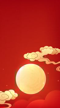 Moon and clouds over a red background vector