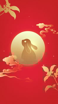 Bunny silhouette under moon vector