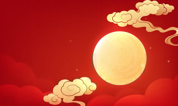 Moon with clouds on red background vector