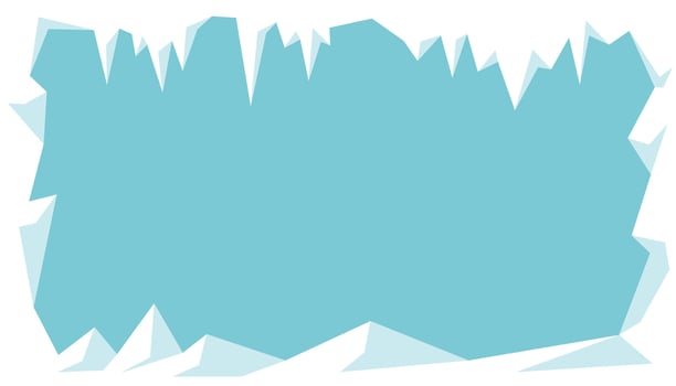 Icy blue frame with frozen cave, icicles and cold textures. Frosted winter border with deep space in center. vector