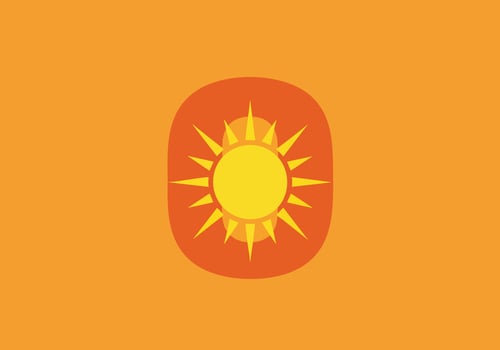 Stylized Sun Icon on Orange Background. vector