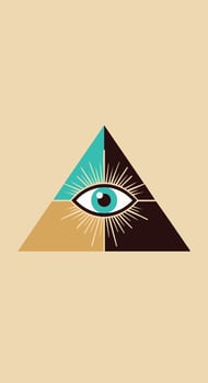 All-Seeing Eye within Geometric Triangle Symbol. vector