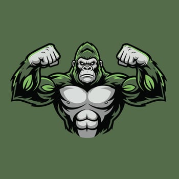 Powerful Green Gorilla Mascot Design. vector