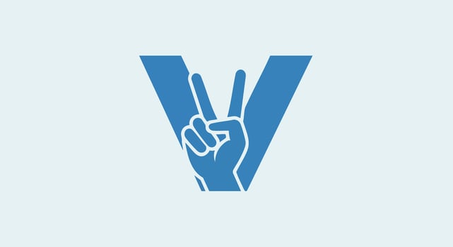 Hand Forming Letter V Peace Sign Logo. vector