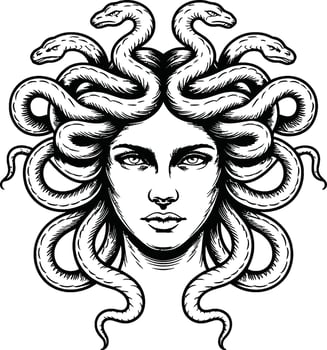 Medusa Head with Snake Hair gorgon greek vector