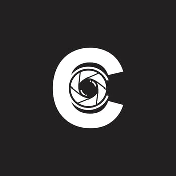 Camera Lens Aperture in Letter C. vector