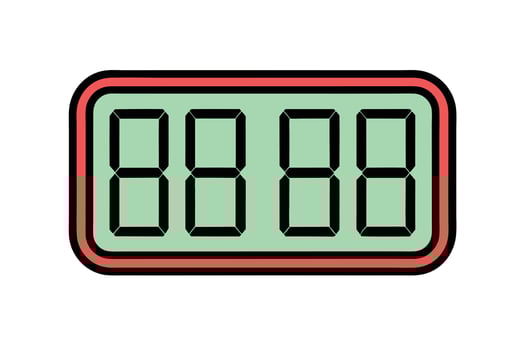 Stylized digital countdown clock with four segments displaying numbers time timer vector