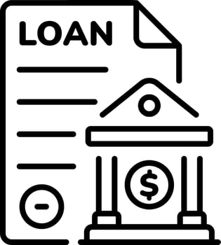 A line style icon showing bank loan vector