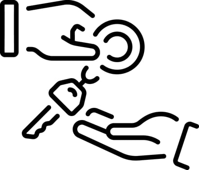 A outline style icon depicting handing over vector