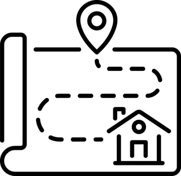 A line style icon showing house map vector