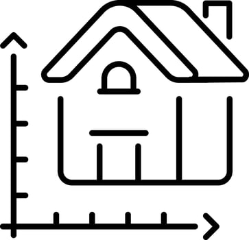A outline style icon depicting house measurement vector