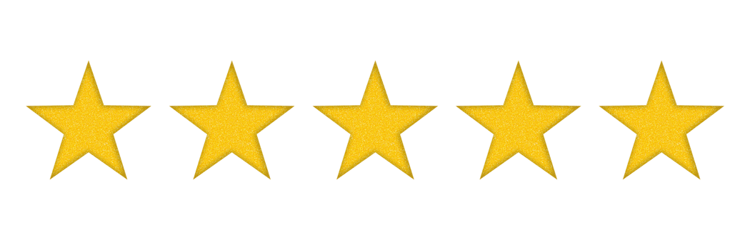 Golden glitter texture five star icon rating symbol with customer 5 stars feedback review concept yellow sparkles luxury shiny effect on transparent background png