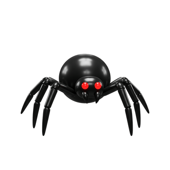 3D Halloween Creepy Black Spider with Red Eyes png