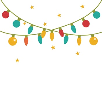 Colorful string of festive holiday lights isolated on white background vector