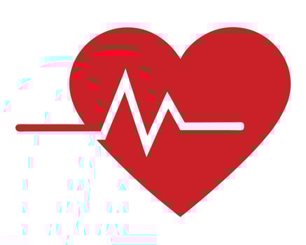Red Heart with ECG Heartbeat Line Symbol of Life, Health, and Cardiology, Simple Minimalist Design vector