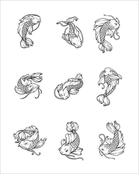 Tranquil Koi Fish Illustrations Pack for Japanese and Zen Designs vector
