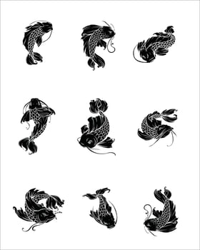Serene Koi Fish Pack for Japanese Art and Tattoo Designs vector
