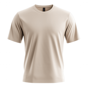 Simple, clean beige t shirt mockup isolated on transparent background, ideal logos, displaying designs, for or artwork png